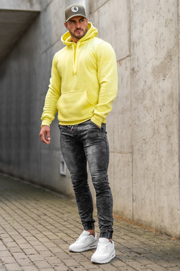 Sudadera tipo canguro con capucha para hombre amarillo y fluorescente Bolf 2009A