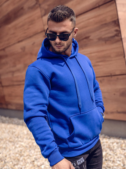 Sudadera tipo canguro con capucha para hombre azul medio Bolf 1004