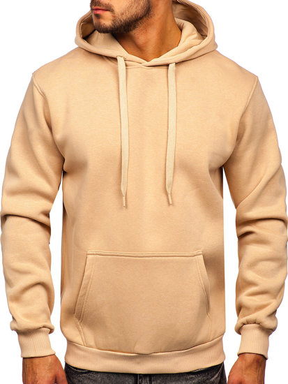 Sudadera tipo canguro con capucha para hombre beige Bolf 1004