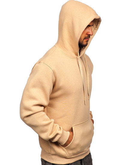 Sudadera tipo canguro con capucha para hombre beige Bolf 1004