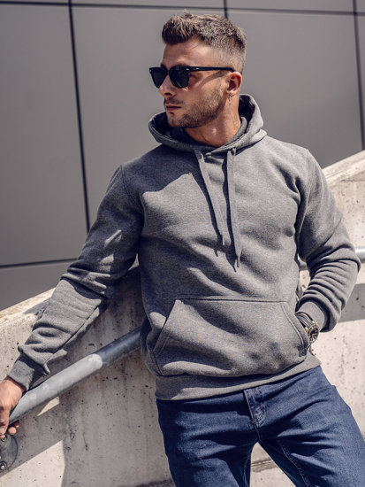 Sudadera tipo canguro con capucha para hombre grafito Bolf 1004