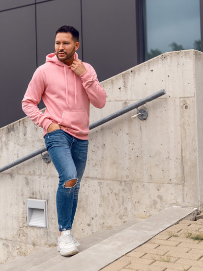 Sudadera tipo canguro con capucha para hombre rosa Bolf 2009A