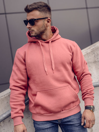 Sudadera tipo canguro con capucha para hombre salmón Bolf 1004