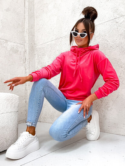 Sudadera velour con capucha para mujer fucsia Bolf 8270