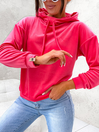 Sudadera velour con capucha para mujer fucsia Bolf 8270