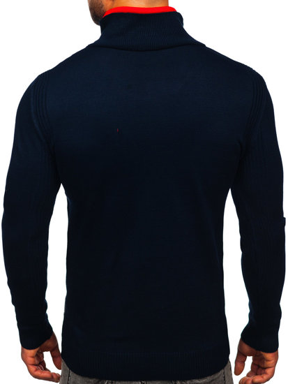 Suéter con cuello alto para hombre color azul oscuro Bolf 1051