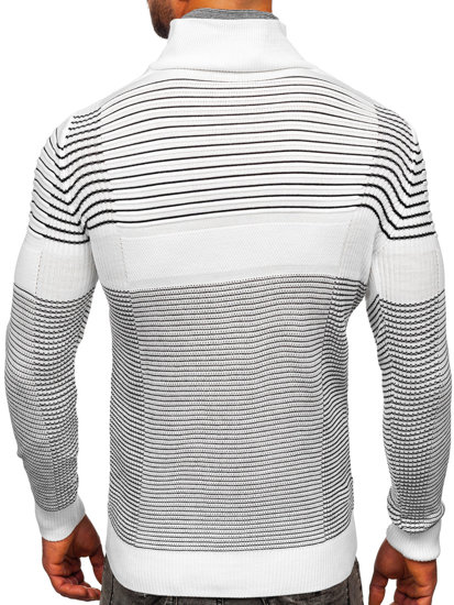 Suéter con cuello alto para hombre color blanco Bolf 1038