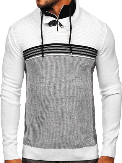 Suéter con cuello alto para hombre color blanco Bolf 1051