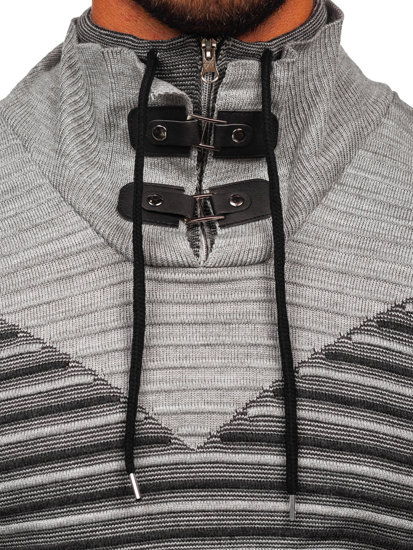 Suéter con cuello alto para hombre color gris Bolf 1008