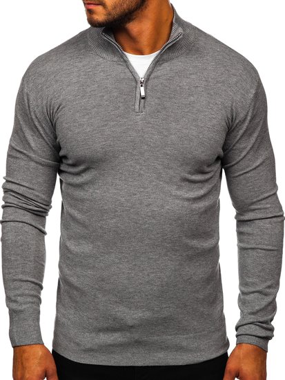 Suéter con cuello alto para hombre color gris Bolf YY08