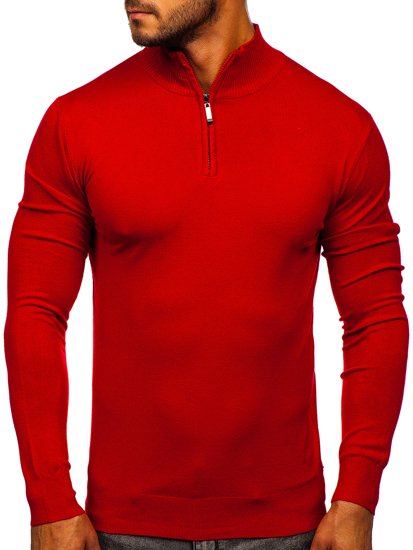 Suéter con cuello alto para hombre color rojo Bolf YY08