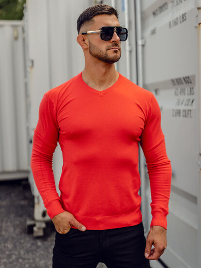 Suéter con cuello en v para hombre color naranja Bolf YY03