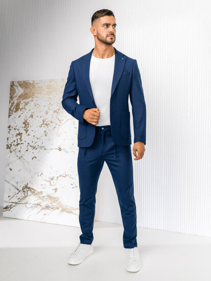 Traje casual para hombre azul oscuro Bolf 09