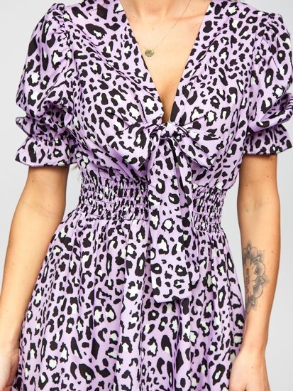 Vestido de leopardo para mujer violeta Bolf 6986