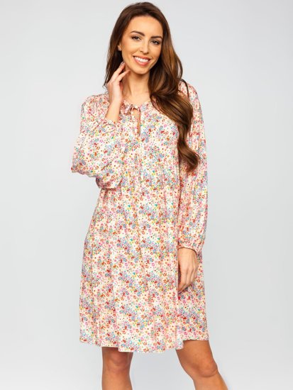 Vestido floral para mujer beige Bolf 3019