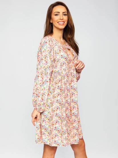 Vestido floral para mujer beige Bolf 3019