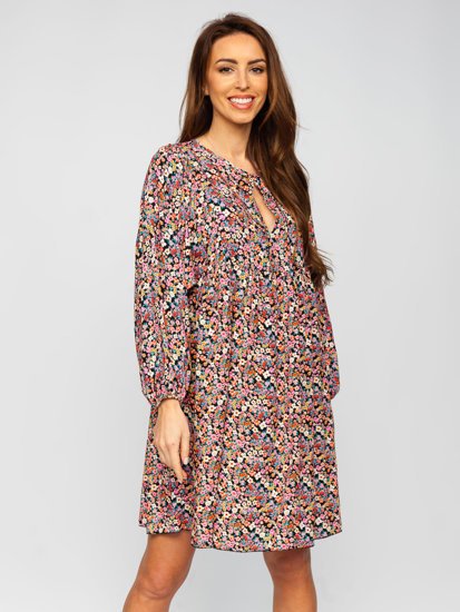 Vestido floral para mujer negro Bolf 3019