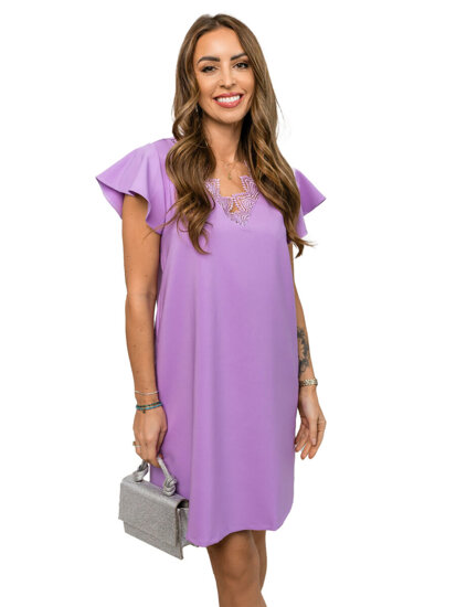 Vestido sencillo de encaje para mujer violeta Bolf VE45