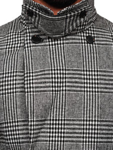 Abrigo aislado de invierno con estampado de cuadros para hombre color gris Bolf 1192