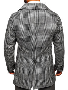 Abrigo aislado de invierno con estampado de cuadros para hombre color gris Bolf 1192