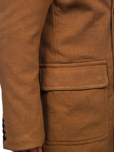 Abrigo con botonadura doble con cuello alto de invierno para hombre camel Bolf 1048C