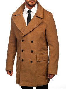 Abrigo con botonadura doble con cuello alto de invierno para hombre camel Bolf 1048C