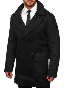 Abrigo con botonadura doble con cuello alto de invierno para hombre  negro Bolf 1048C