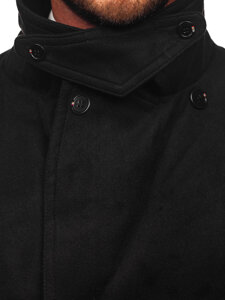 Abrigo con botonadura doble con cuello alto de invierno para hombre  negro Bolf 1048C