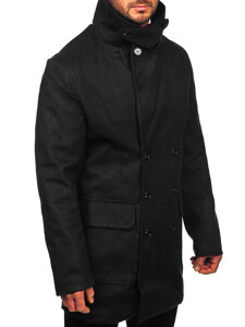 Abrigo con botonadura doble con cuello alto de invierno para hombre  negro Bolf 1048C