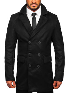 Abrigo con botonadura doble de invierno para hombre negro Bolf 79B3-073