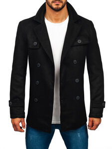 Abrigo de invierno con doble botonadura para hombre negro Bolf M3142A1