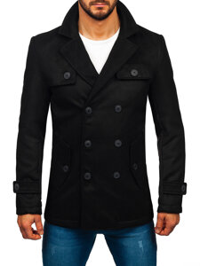 Abrigo de invierno con doble botonadura para hombre negro Bolf M3142A1