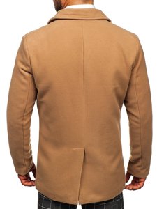 Abrigo de invierno cruzado camel para hombre con cuello alto Bolf 8078