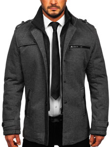 Abrigo de invierno para hombre con cuello desmontable Gris Bolf 2128