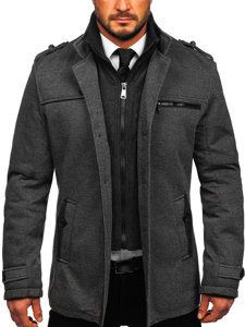 Abrigo de invierno para hombre con cuello desmontable Gris Bolf 2128