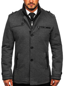 Abrigo de invierno para hombre con cuello desmontable Gris Bolf 2128