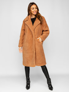 Abrigo largo forrado de invierno para mujer camel Bolf AN105A