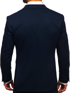 Americana de doble botonadura casual para hombre azul oscuro Bolf 008