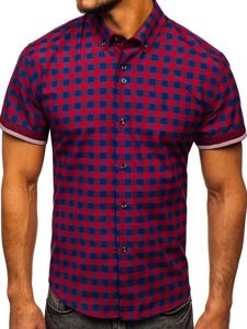 Camisa a cuadros con manga corta para hombre roja Bolf 4508