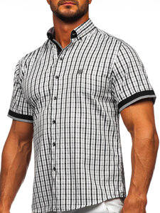 Camisa a cuadros de manga corta para hombre negro Bolf 4510