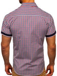 Camisa a cuadros de manga corta para hombre roja Bolf 4510