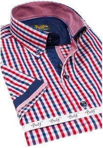 Camisa a cuadros de manga corta para hombre roja Bolf 4510