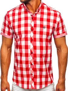 Camisa a cuadros de manga corta para hombre roja Bolf 6522