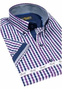 Camisa a cuadros de manga corta para hombre violeta Bolf 4510