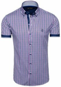 Camisa a cuadros de manga corta para hombre violeta Bolf 4510