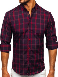 Camisa a cuadros de manga larga para hombre burdeos Bolf 22749