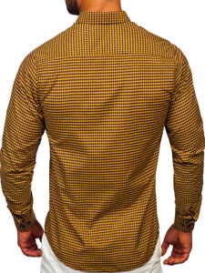 Camisa a cuadros de manga larga para hombre camello Bolf 22745