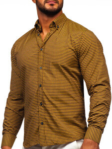 Camisa a cuadros de manga larga para hombre camello Bolf 22745