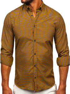 Camisa a cuadros de manga larga para hombre camello Bolf 22745