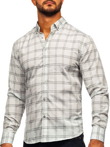 Camisa a cuadros de manga larga para hombre gris Bolf 22749